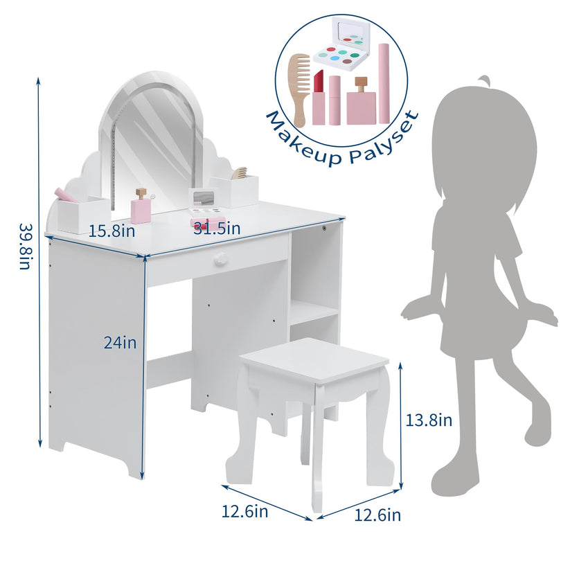 Coiffeuse enfant Garvee en MDF avec bords arrondis