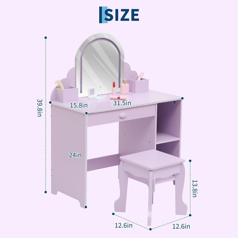 Coiffeuse enfant Garvee avec détails de service et montage