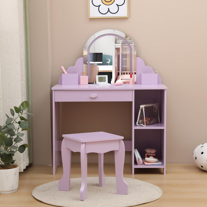 Détails de rangement de la coiffeuse enfant Garvee